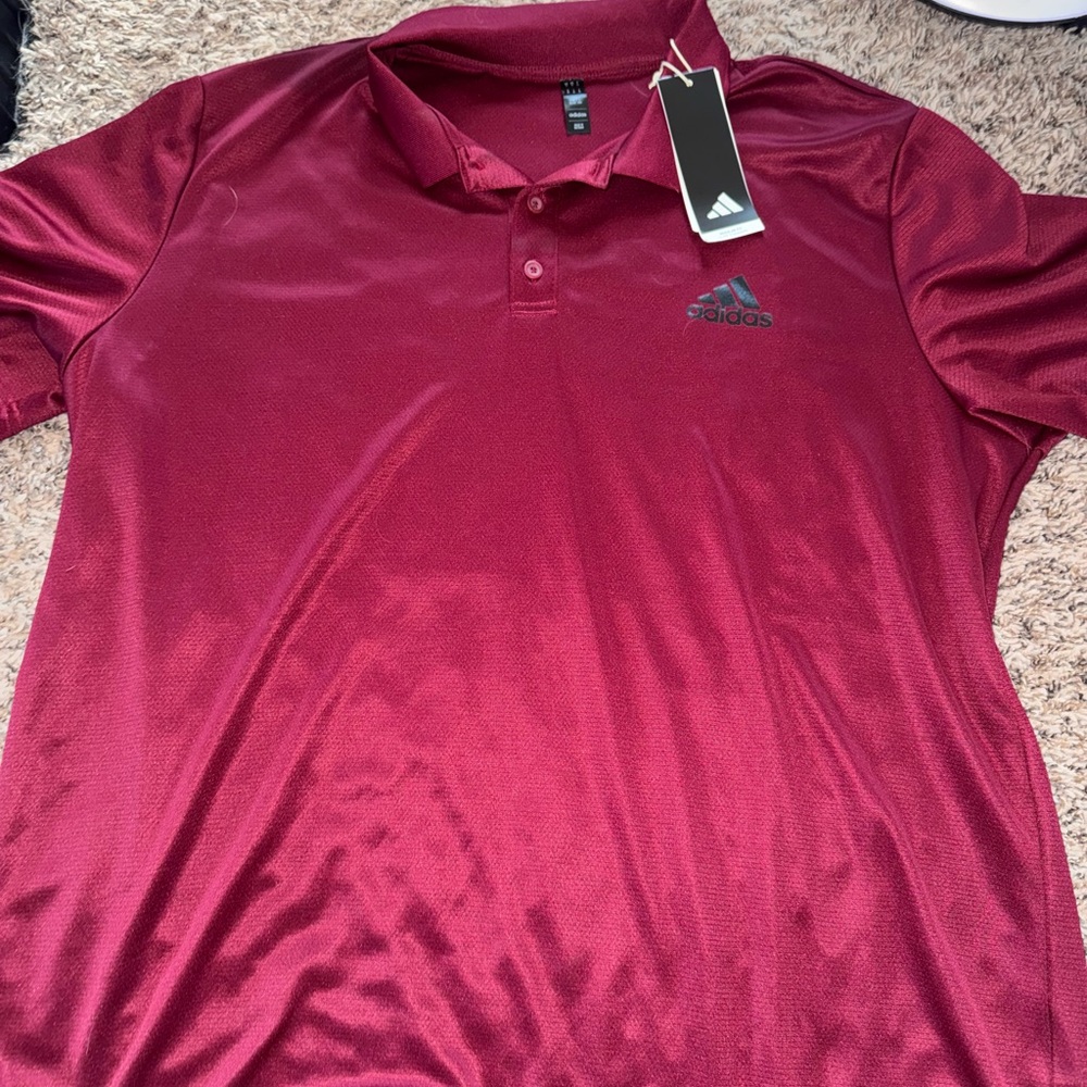 Adidas Men's Burgundy Polo Shirt